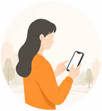 スマートフォンを見る女性